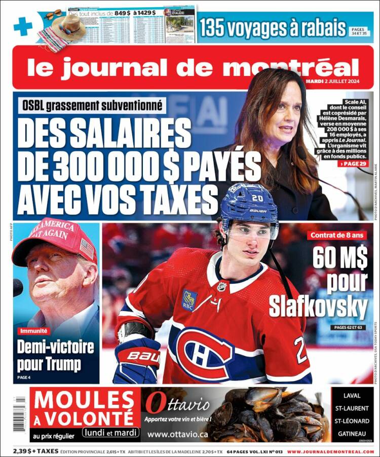 Portada de Le Journal de Montréal (Canadá)