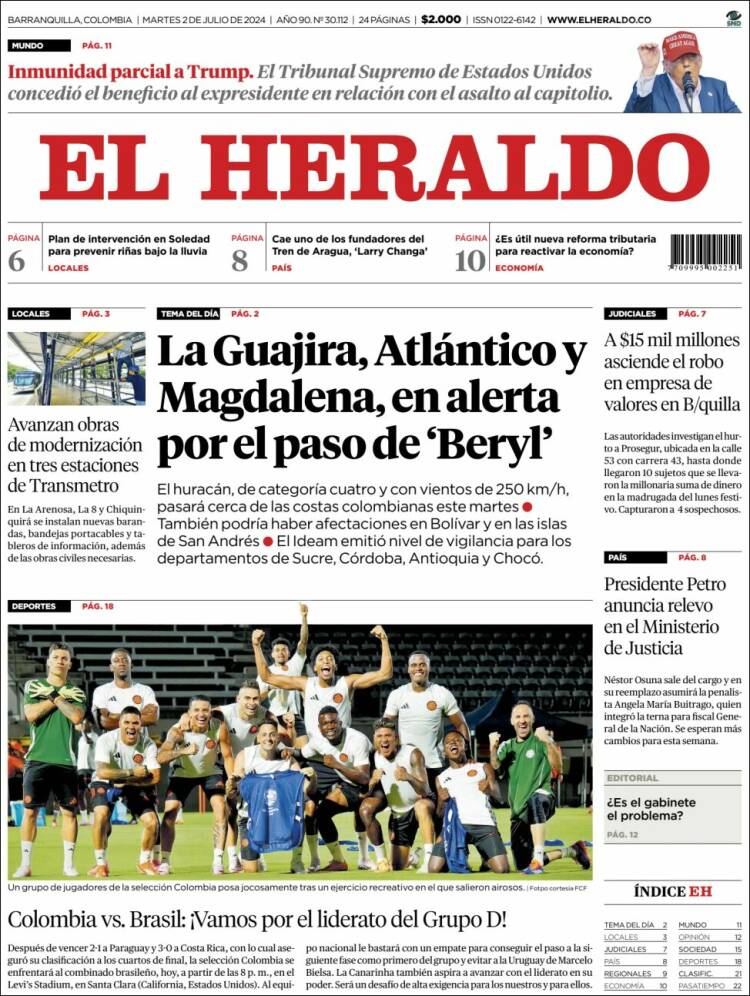 Portada de El Heraldo (Colombia)