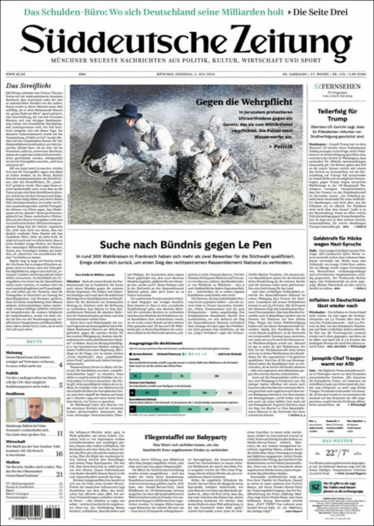 Portada de Sueddeutsche (Alemania)