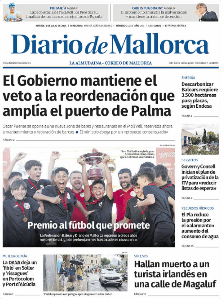 Portada de Diario de Mallorca (España)