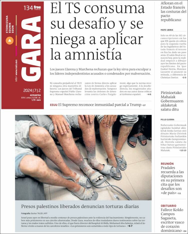 Portada de Gara (España)