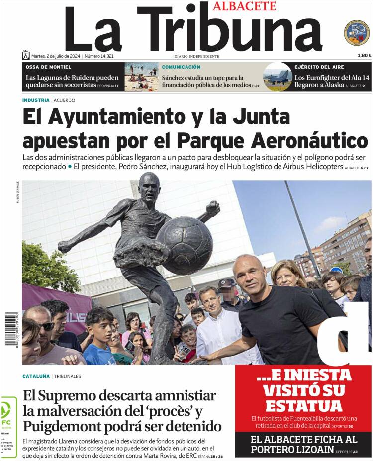Portada de La Tribuna de Albacete (España)