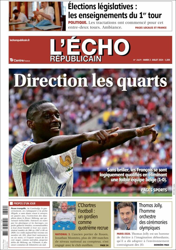 Portada de L'Echo Républicain (Francia)