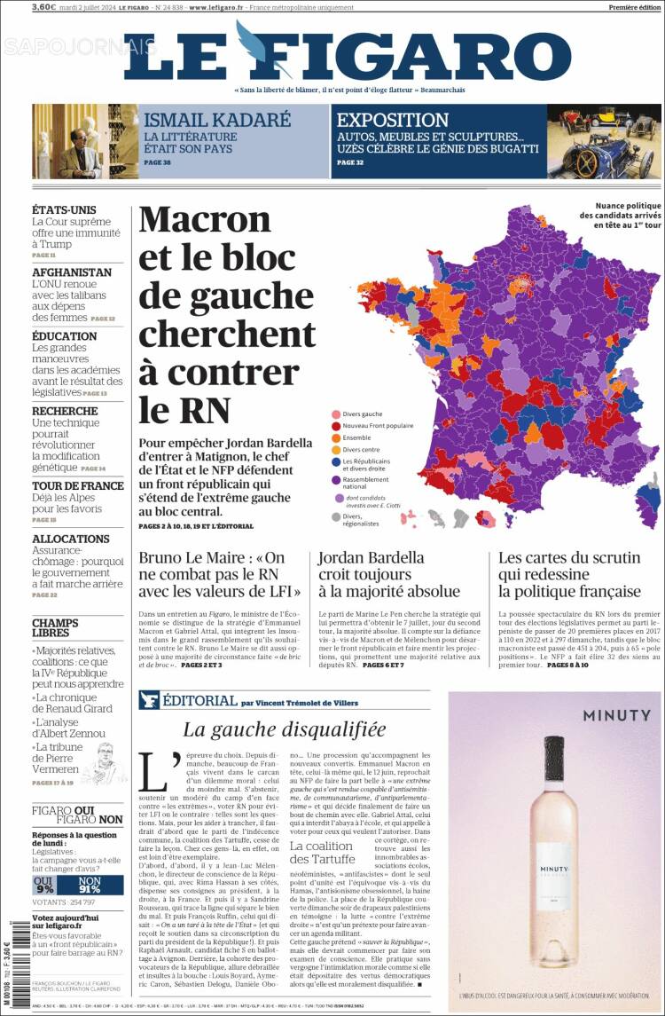 Portada de Le Figaro (Francia)