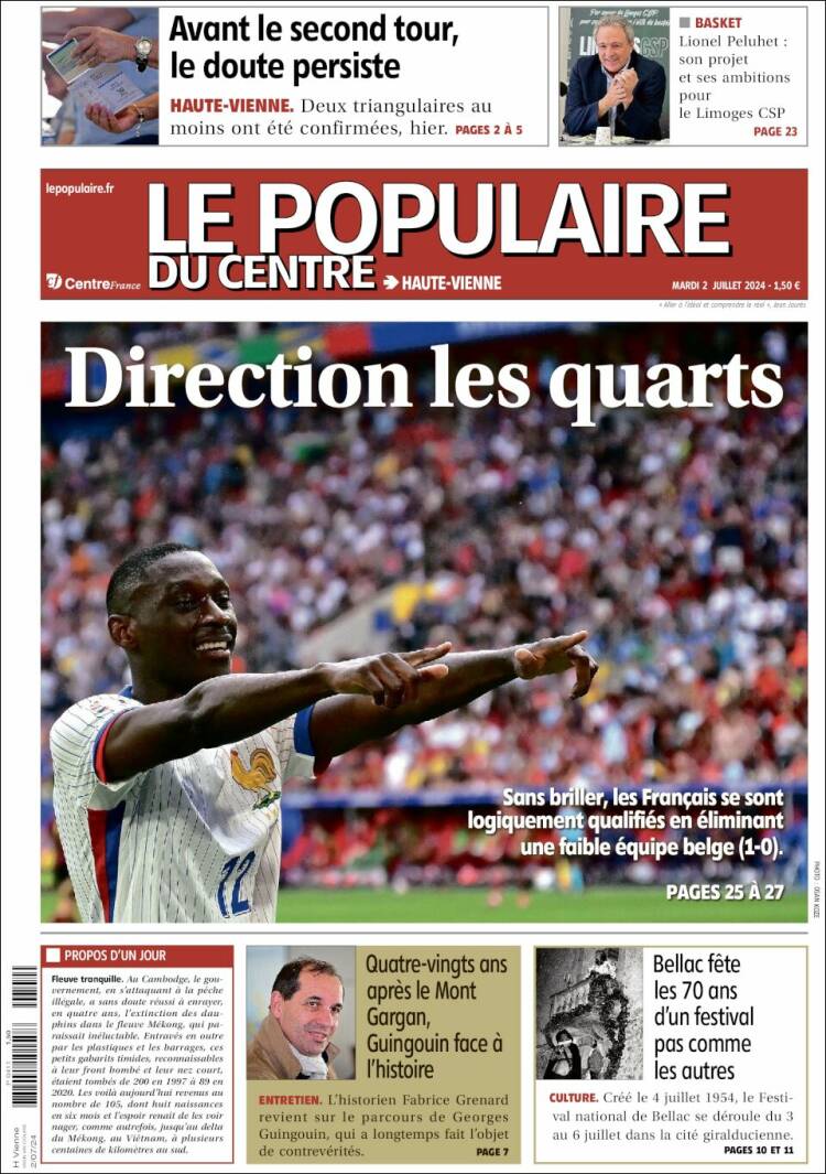 Portada de Le Populaire du Centre (Francia)