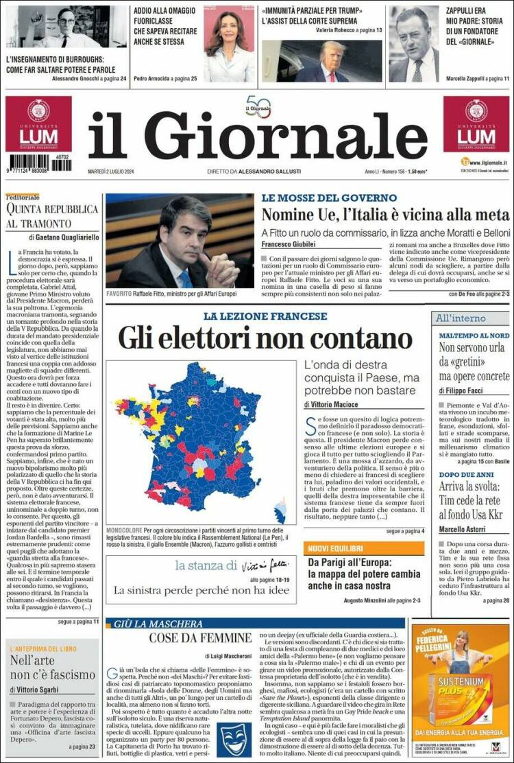 Portada de il Giornale (Italia)