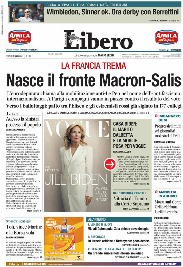Portada de Libero (Italia)