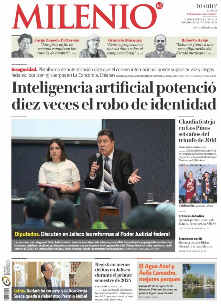 Portada de Milenio - Jalisco (M&eacute;xico)