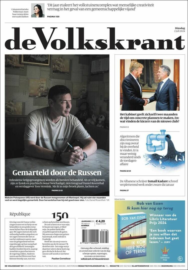 Portada de De Volkskrant (Pa&iacute;ses Bajos)