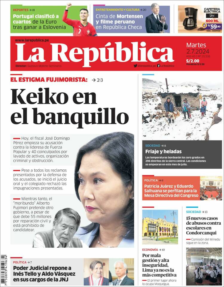 Portada de La Republica (Per&uacute;)
