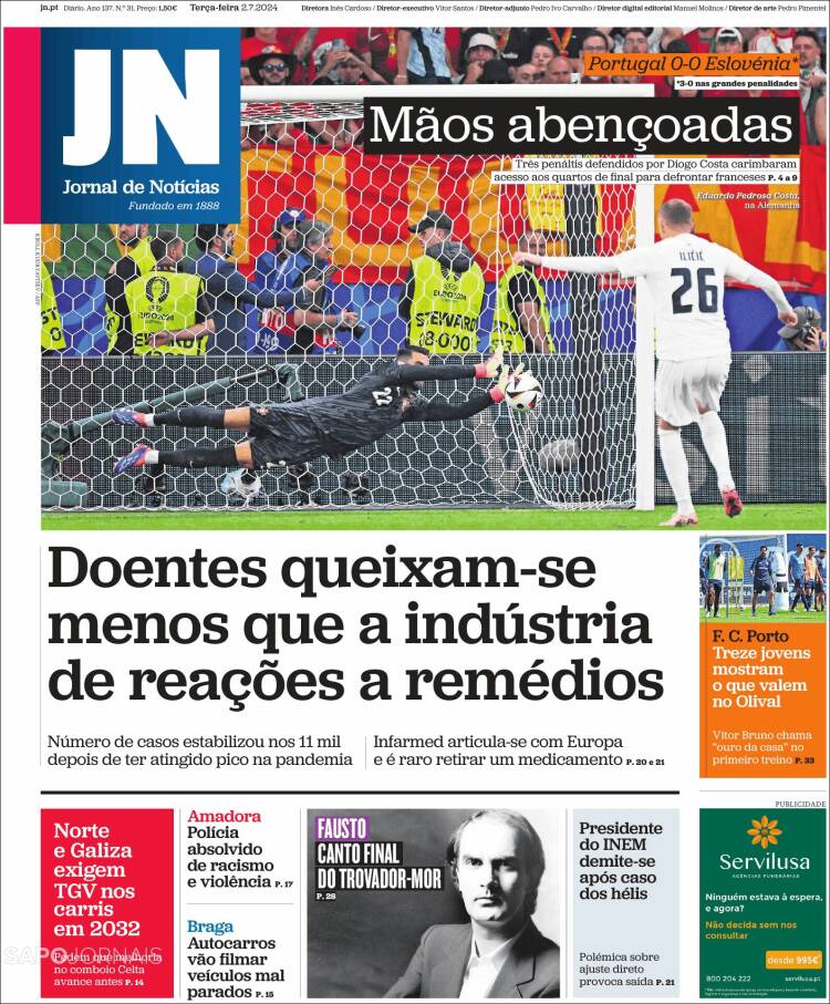 Portada de Jornal de Notícias (Portugal)