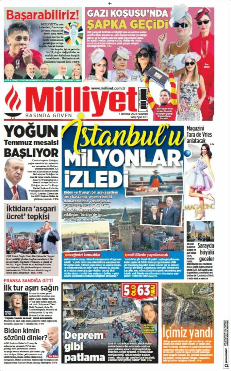 Portada de Milliyet (Turqu&iacute;a)