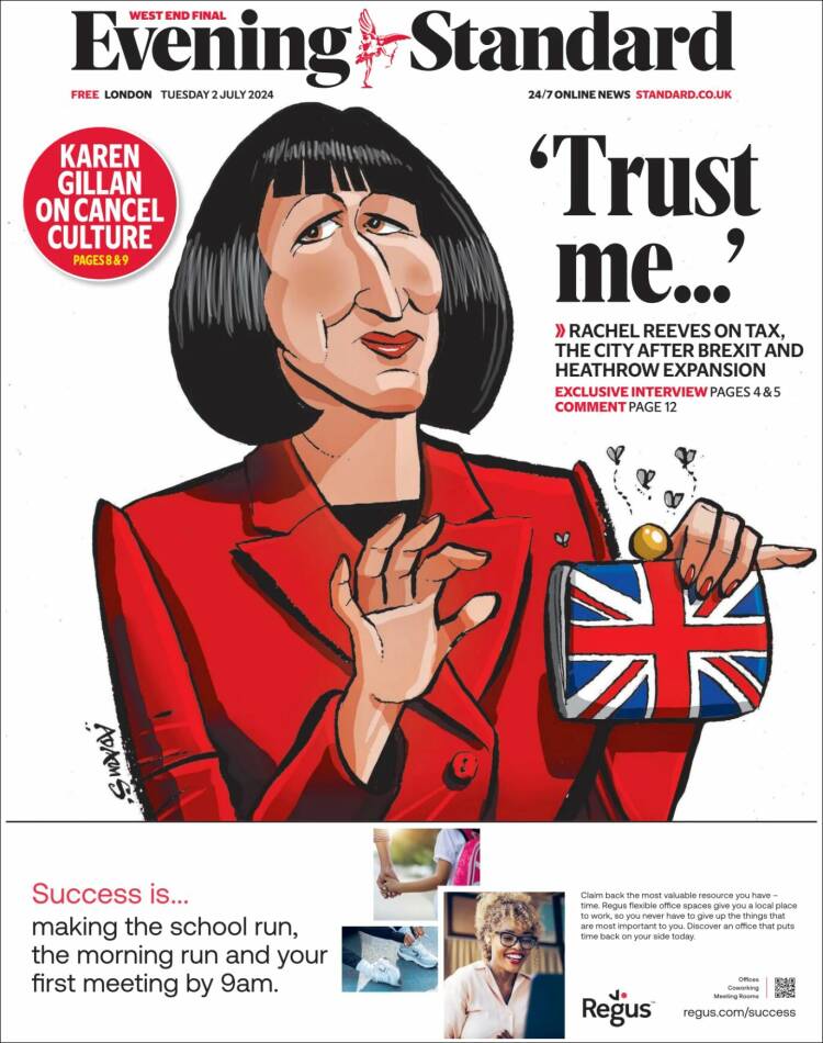 Portada de Evening Standard (Reino Unido)