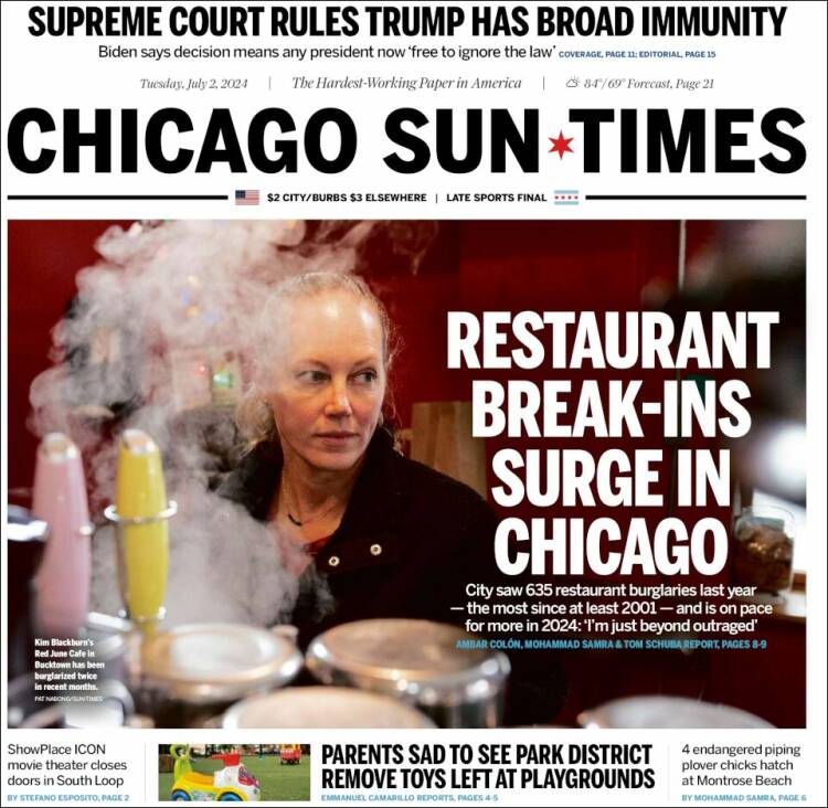 Portada de Chicago Sun-Times (USA)