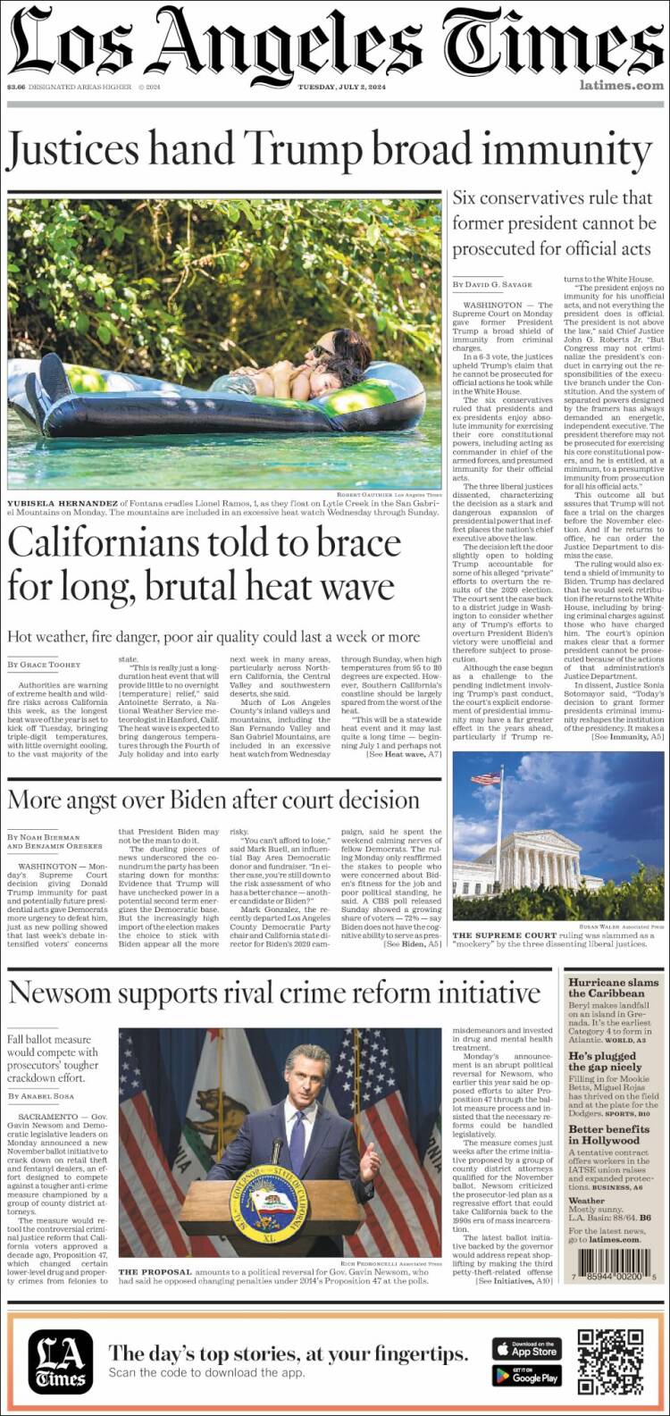 Portada de Los Angeles Times (USA)