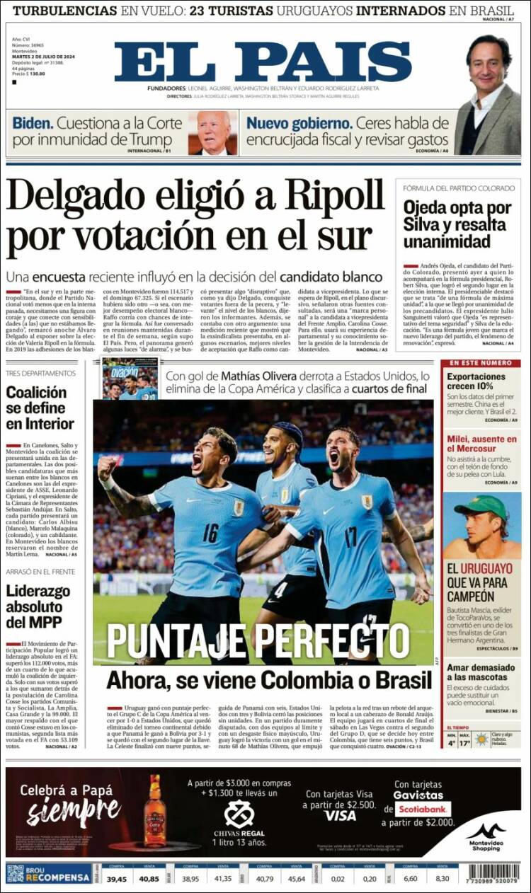 Portada de El País (Uruguay)