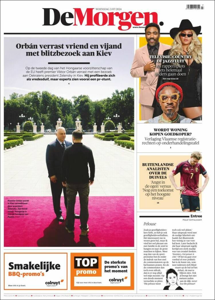 Portada de De Morgen (B&eacute;lgica)