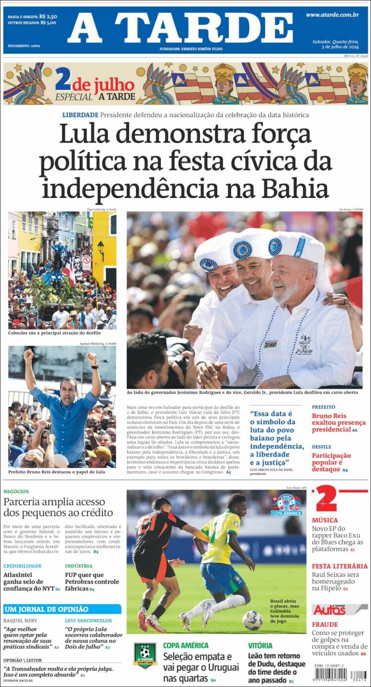 Portada de Diário A Tarde (Brasil)
