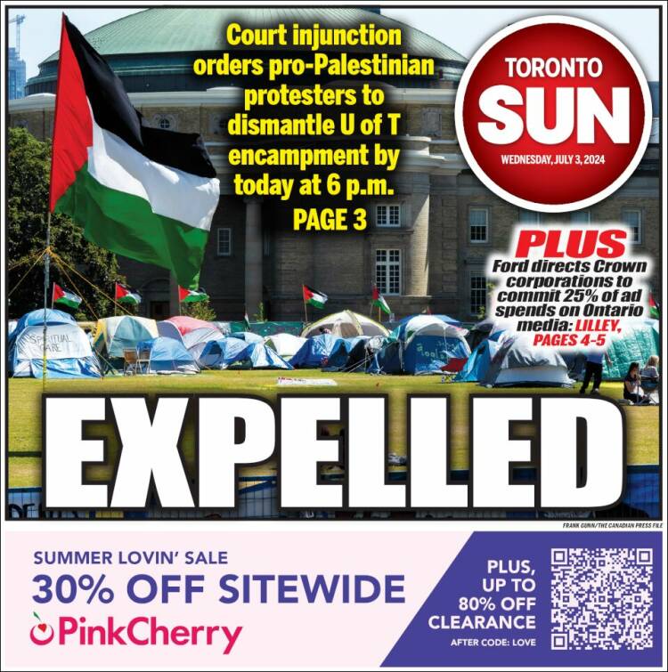 Portada de The Toronto Sun (Canadá)