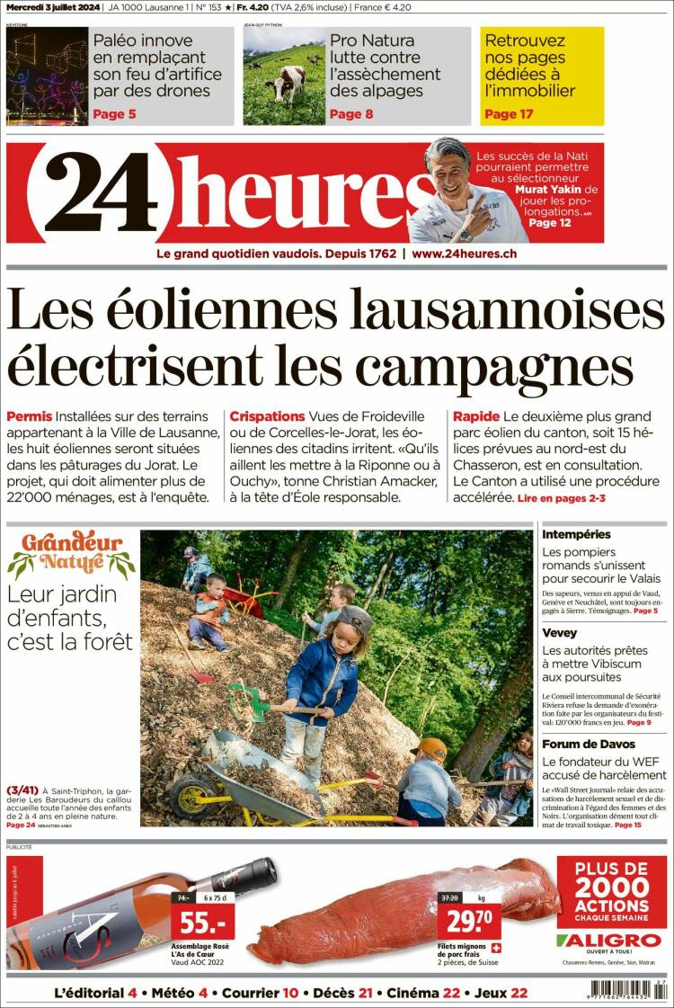 Portada de 24 Heures (Suiza)