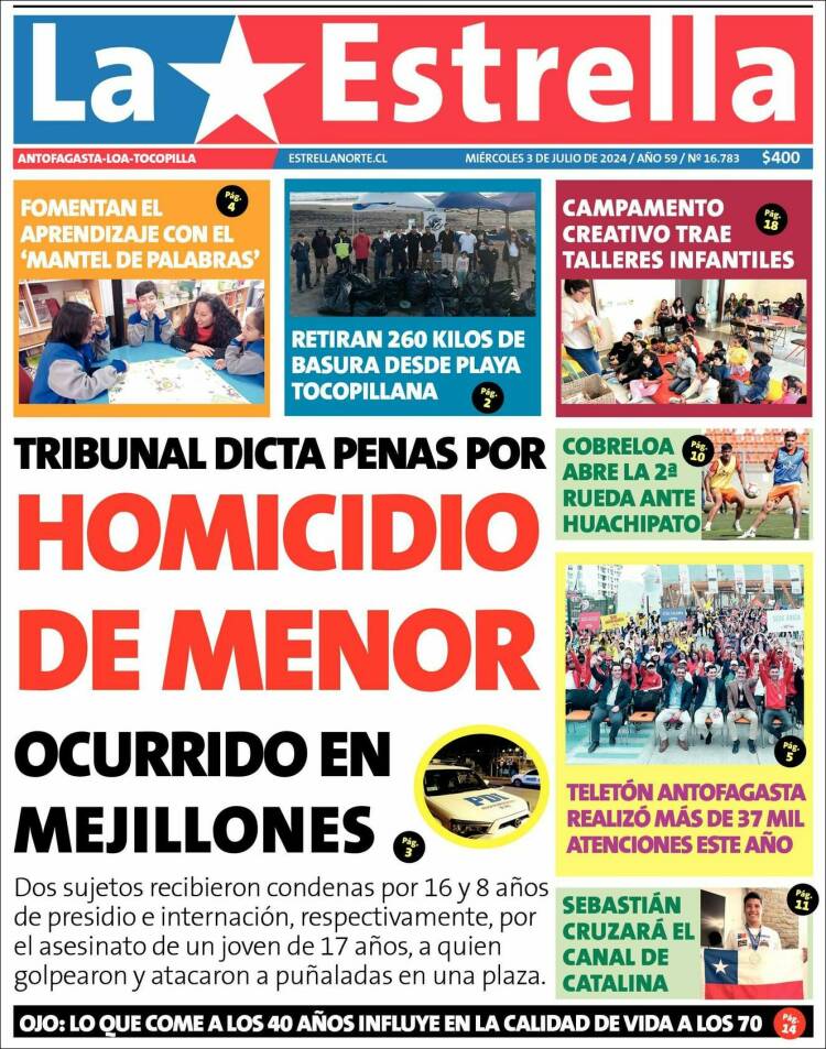 Portada de La Estrella de Loa (Chile)