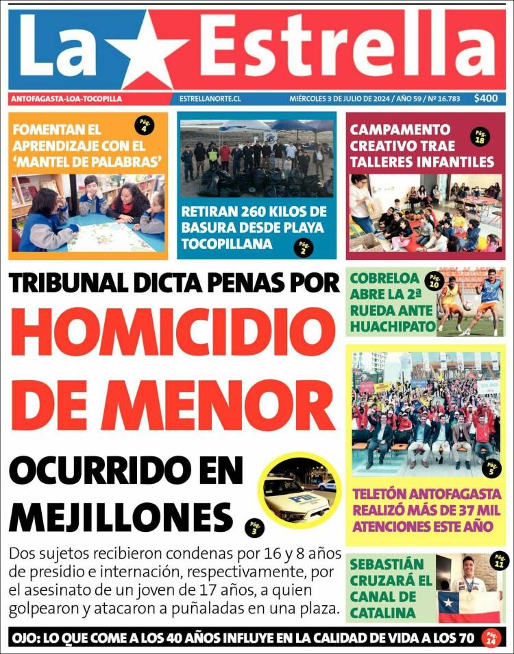 Portada de La Estrella del Norte (Chile)