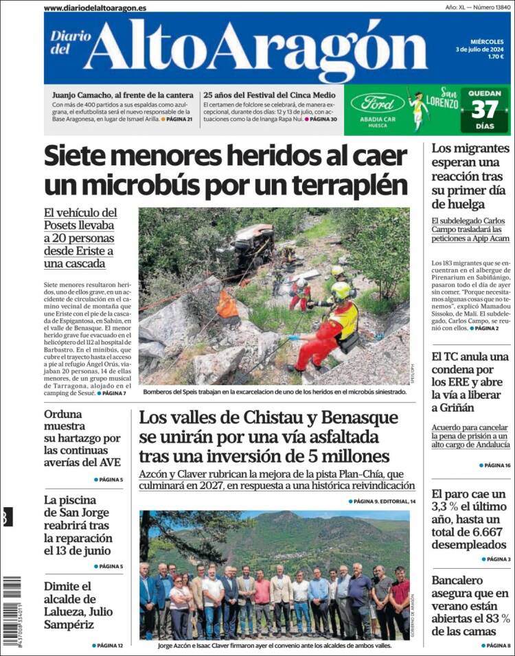 Portada de Diario del AltoAragón (España)