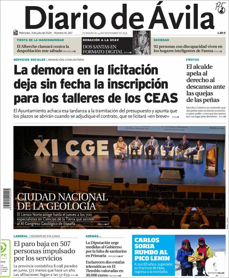 Portada de Diario de Ávila (Espa&ntilde;a)