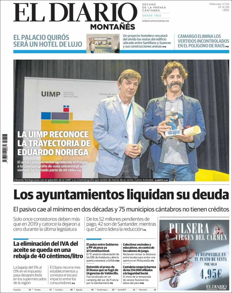 Portada de El Diario Montañés (España)