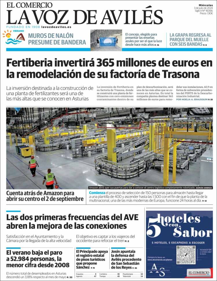 Portada de El Comercio - Avilés (España)