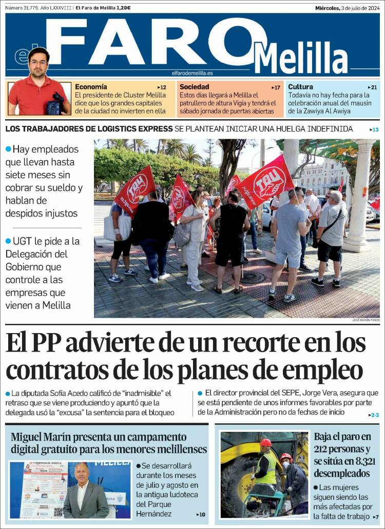 Portada de El Faro de Melilla (Espa&ntilde;a)