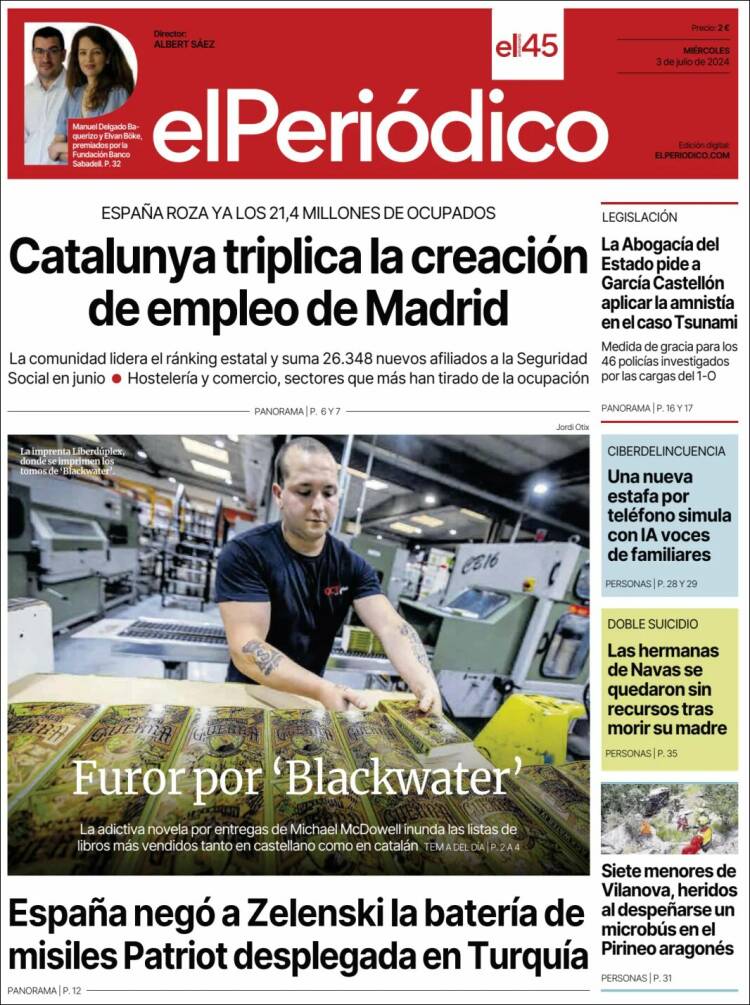 Portada de El Periódico (España)