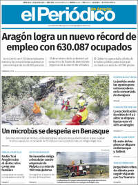 Portada de El Periódico de Aragón (España)