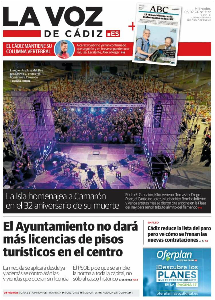 Portada de La Voz de Cádiz (Espa&ntilde;a)