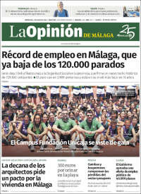 Portada de La Opinión de Málaga (España)