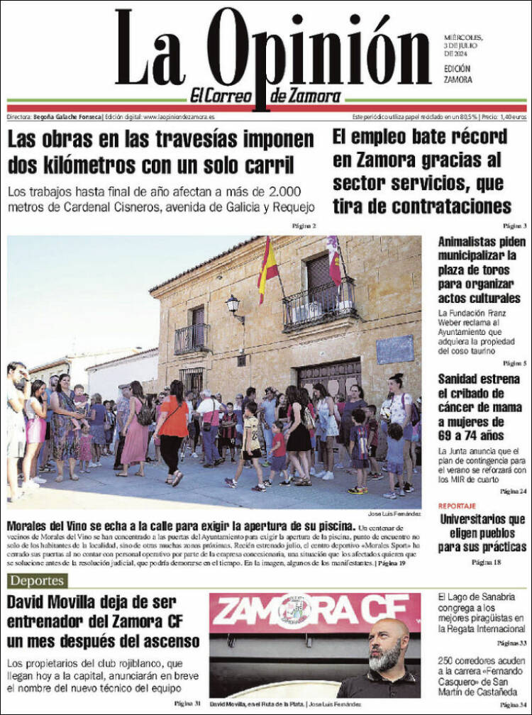 Portada de La Opinión - El Correo de Zamora (Espa&ntilde;a)