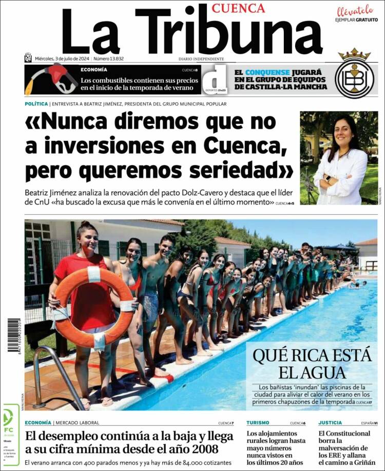 Portada de La Tribuna de Cuenca (Espa&ntilde;a)