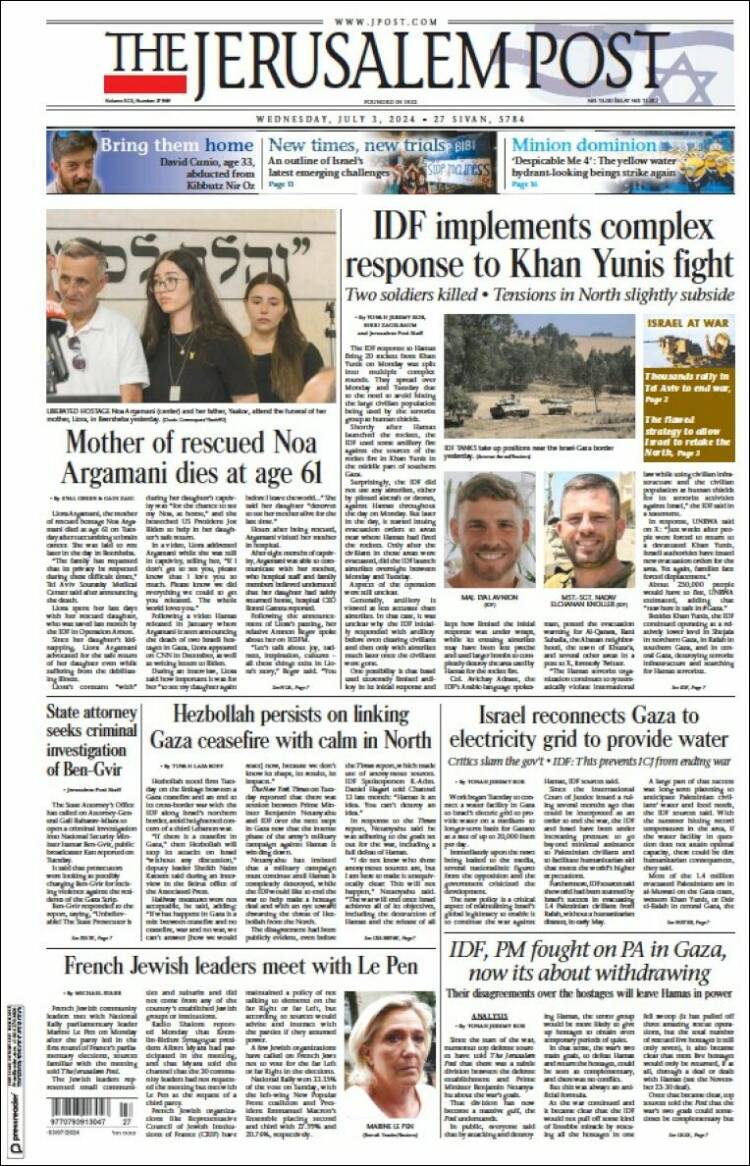Portada de The Jerusalem Post (Israel)