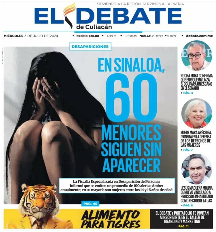 Portada de El Debate de Culiacán (M&eacute;xico)