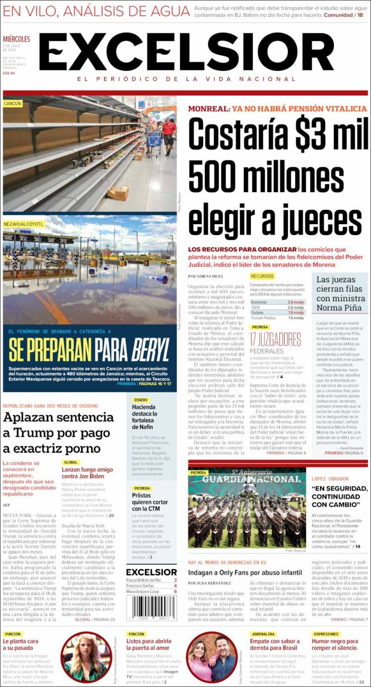 Portada de Excelsior (M&eacute;xico)