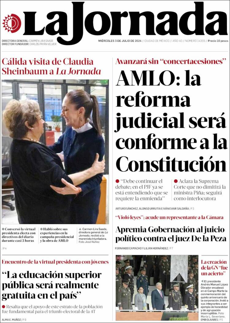 Portada de La Jornada (M&eacute;xico)