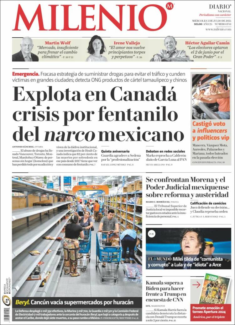Portada de Milenio (M&eacute;xico)
