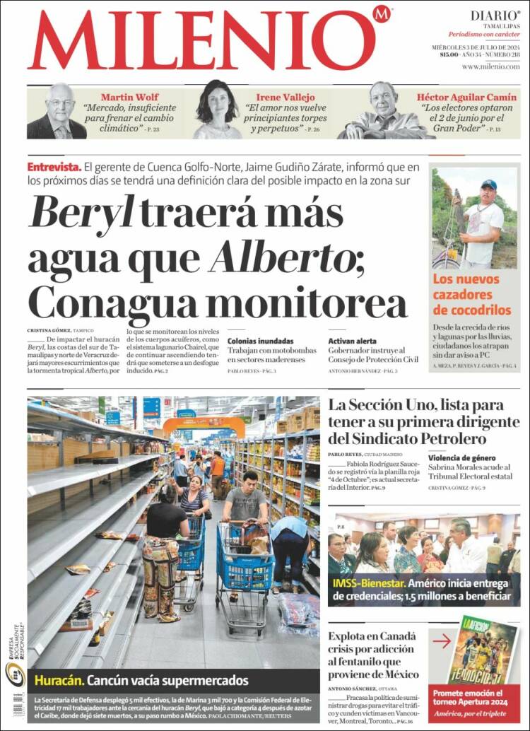 Portada de Milenio - Tamaulipas (M&eacute;xico)