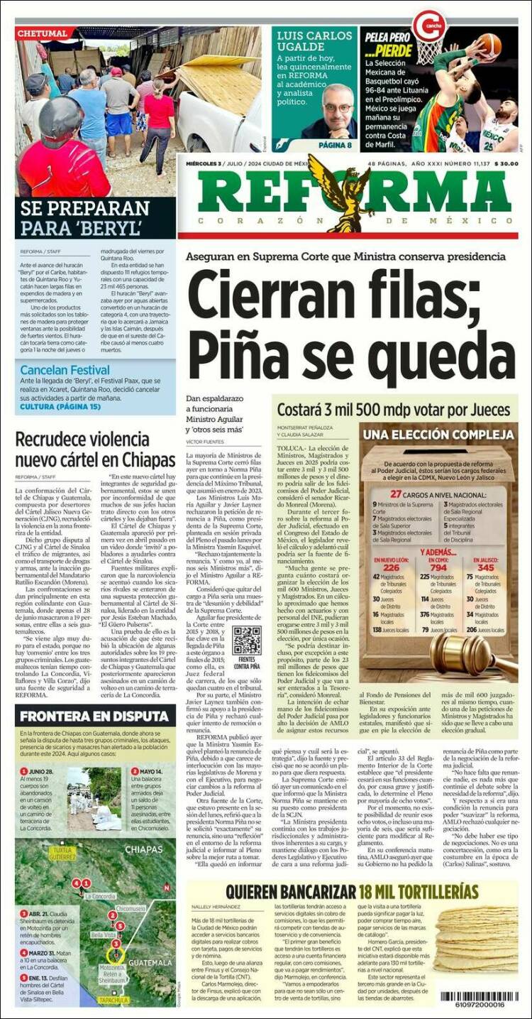 Portada de Reforma (M&eacute;xico)