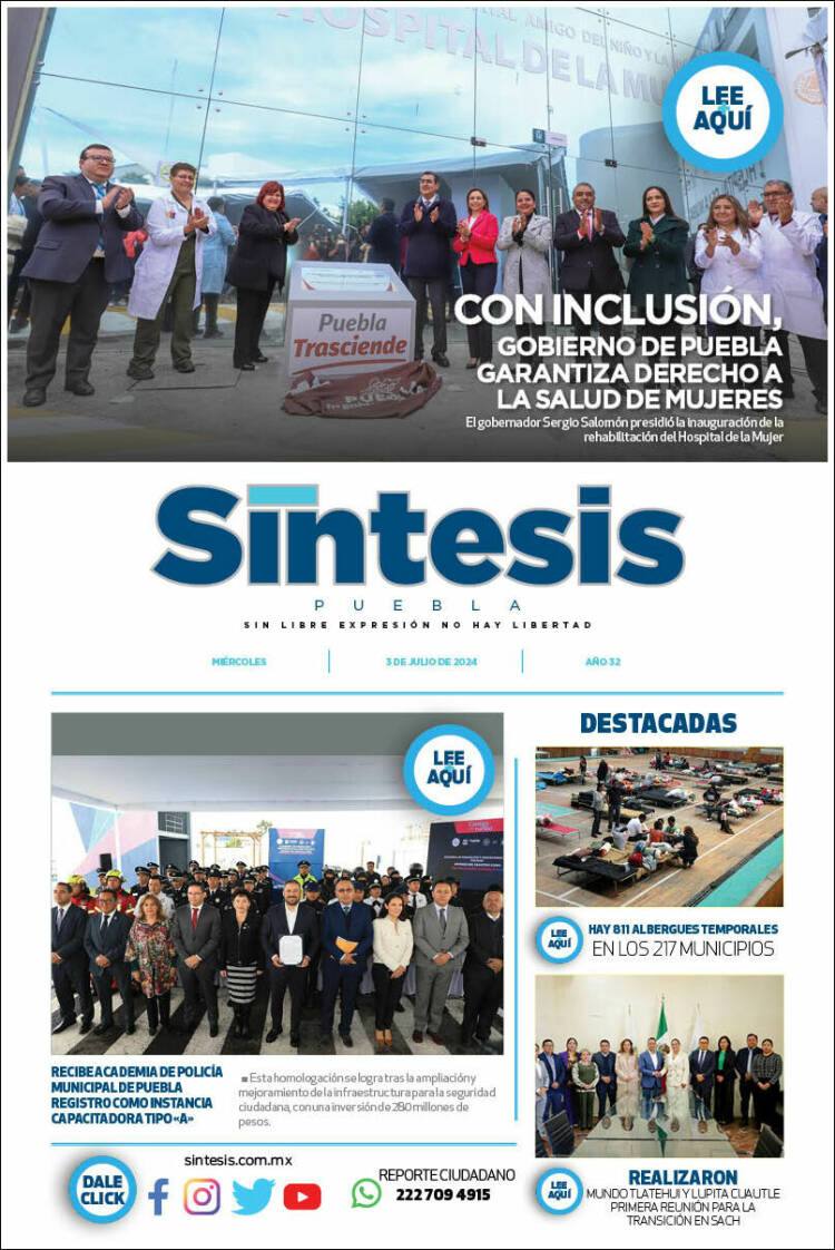 Portada de Síntesis - Puebla (M&eacute;xico)