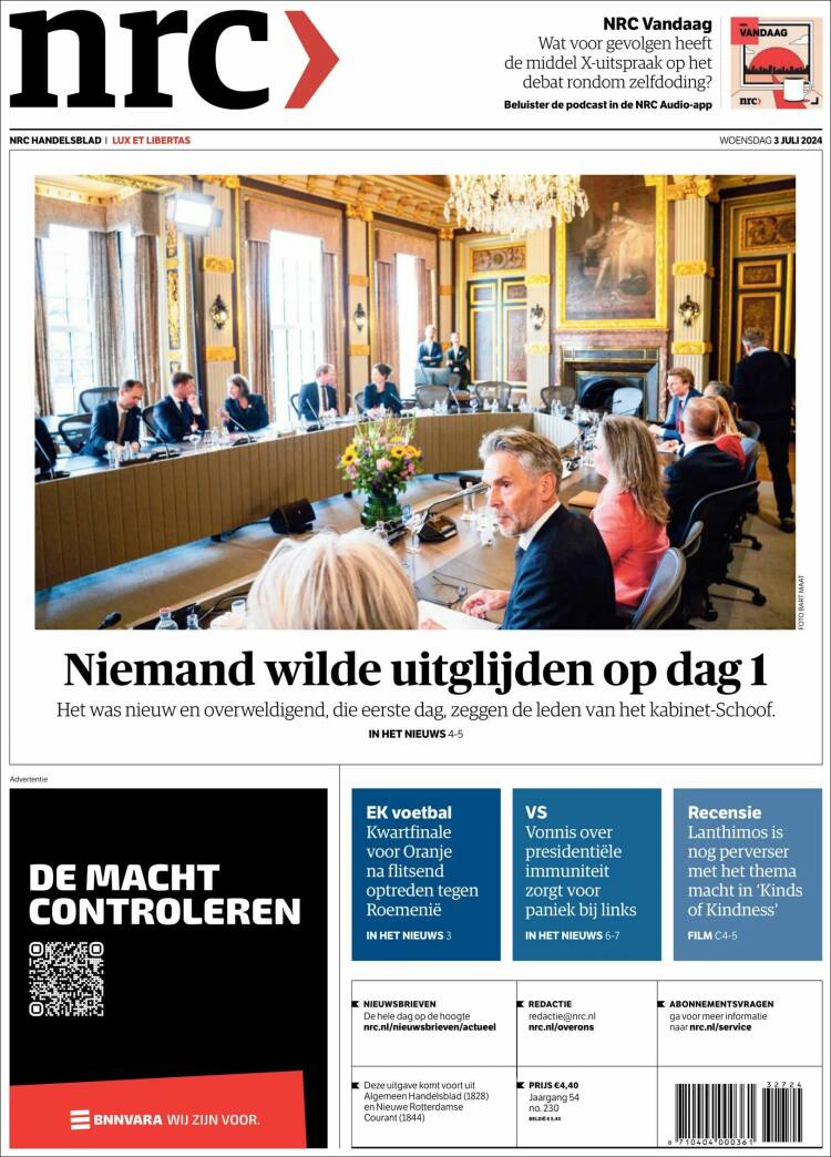 Portada de NRC Handelsblad (Pa&iacute;ses Bajos)