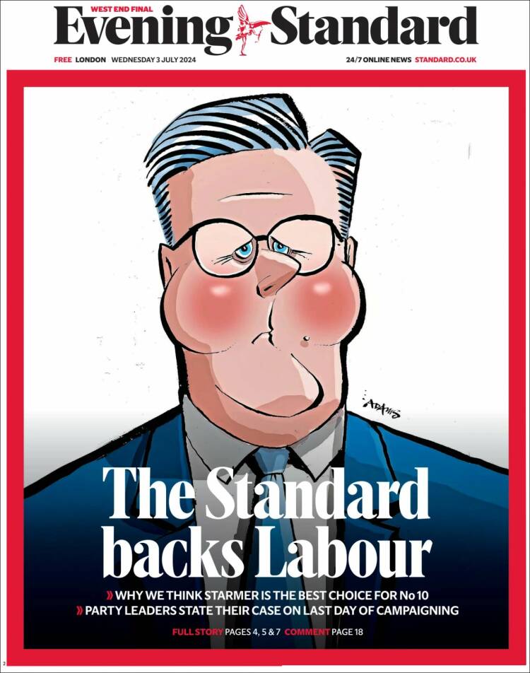 Portada de Evening Standard (Reino Unido)