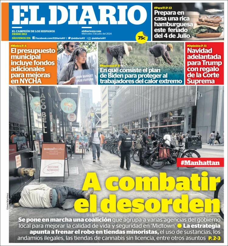 Portada de El Diario NY (USA)