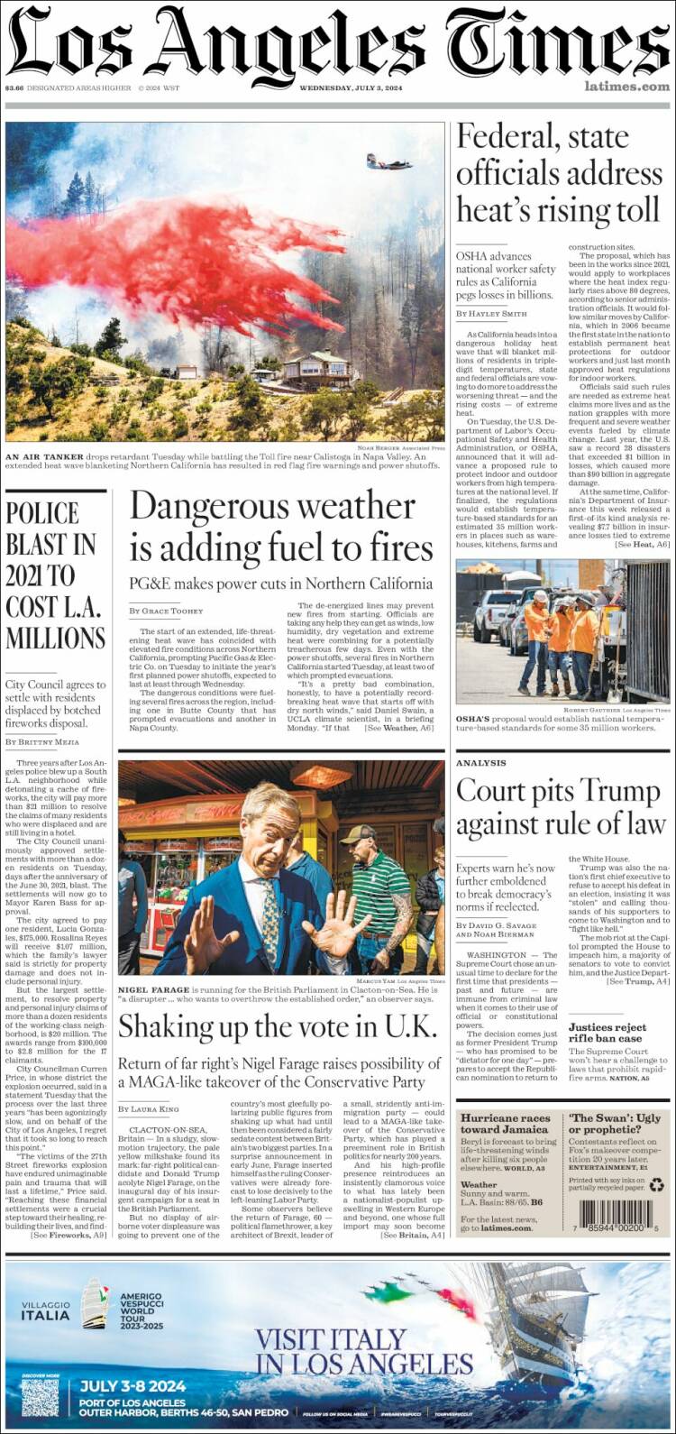 Portada de Los Angeles Times (USA)