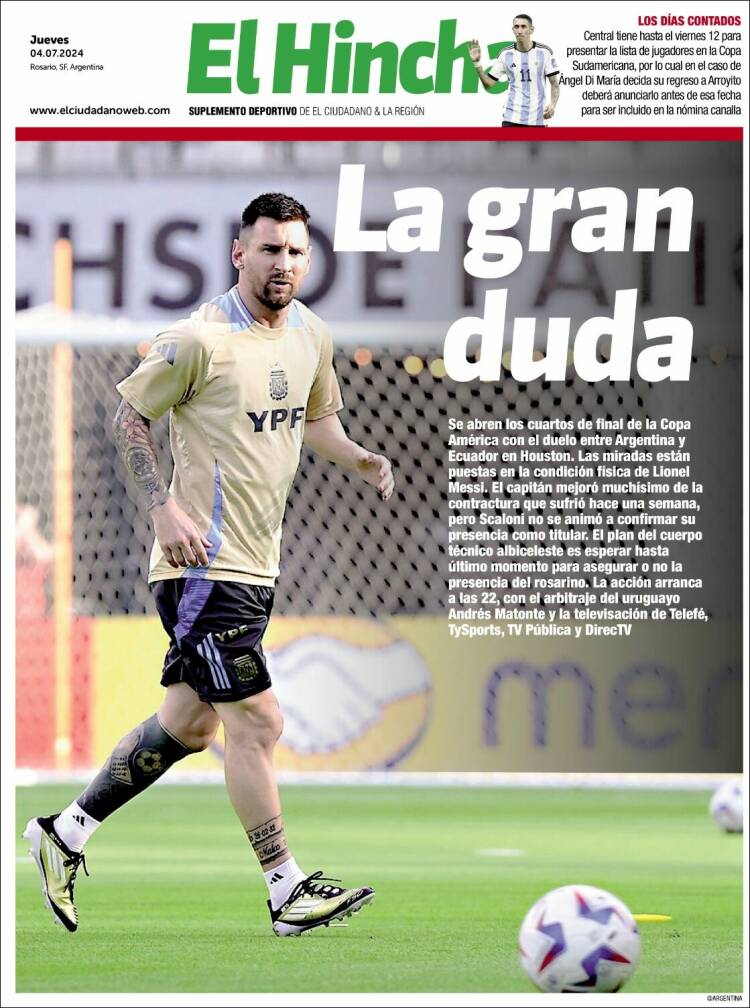 Portada de El Hincha (Argentina)